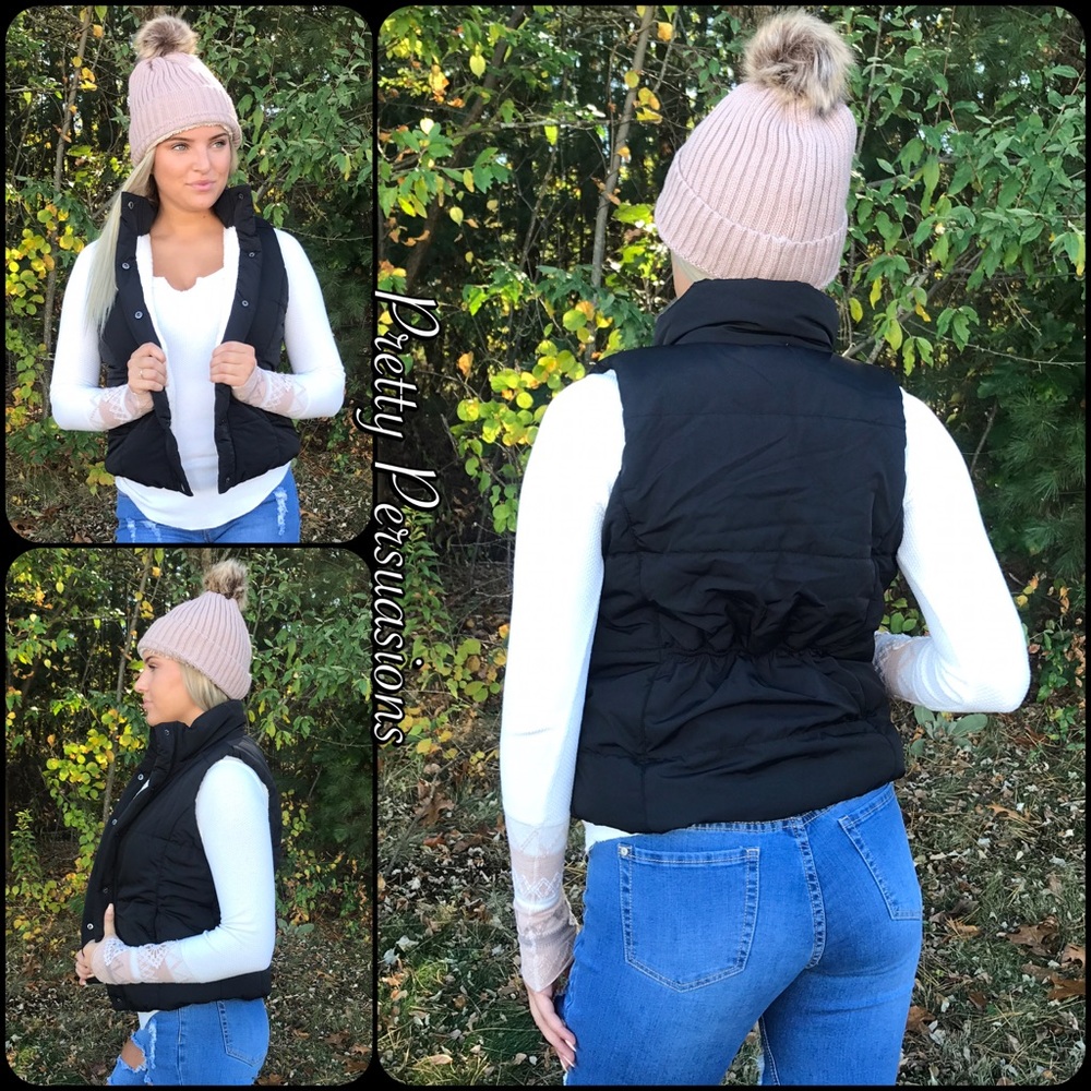 ❤️ Black Shearling Lined Sleeveless Vest - Picture 4 of 8